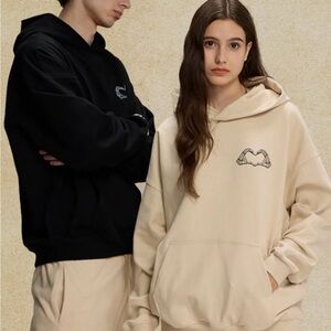 Men's Black and Cream Hoodies